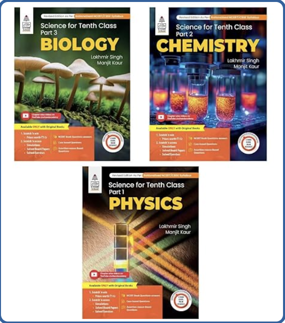 S Chand Lakhmir Singh CBSE Physics, Chemistry & Biology for Class 10 Set of 3 Books 